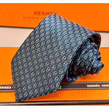 Hermes Silk Tie 7 H au Maillon Blue 2025 0314 (XMN-250314070)
