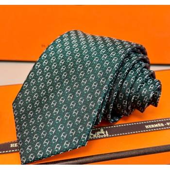 Hermes Silk Tie 7 H au Maillon Green 2025 0314 (XMN-250314071)