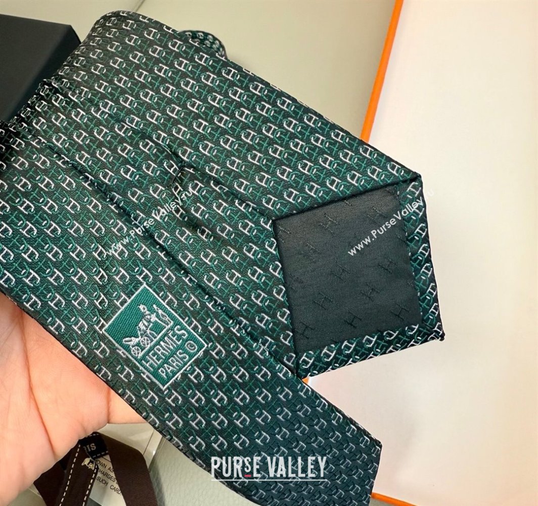 Hermes Silk Tie 7 H au Maillon Green 2025 0314 (XMN-250314071)