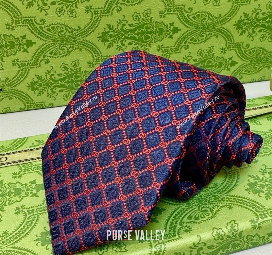 Gucci GG Rhombus Silk Tie Pink 2025 0314 (XMN-250314062)