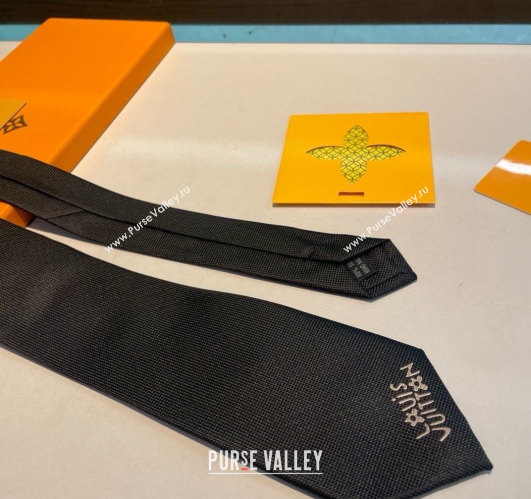 Louis Vuitton Jumping Dog Silk Tie 7x148cm Black 2025 (XMN-250314074)