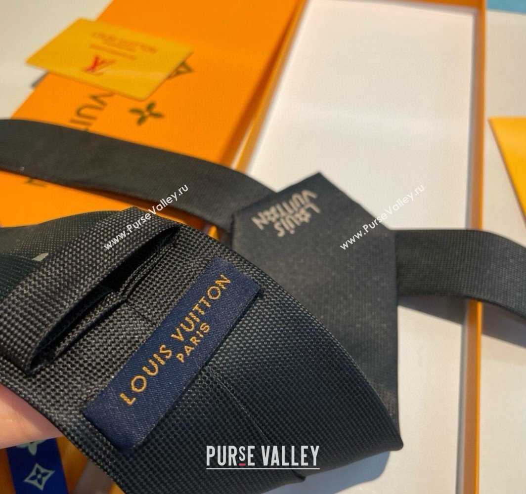 Louis Vuitton Jumping Dog Silk Tie 7x148cm Black 2025 (XMN-250314074)