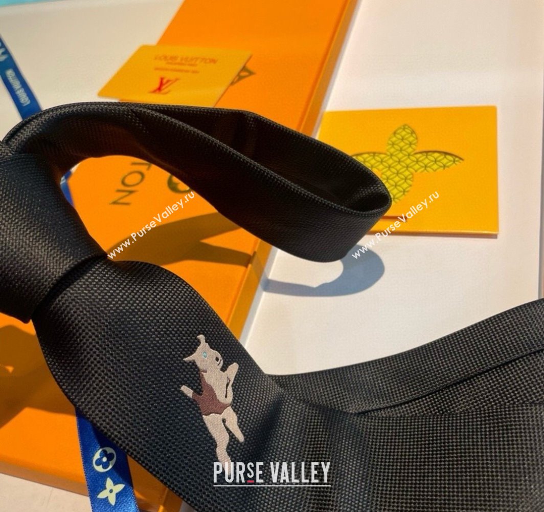 Louis Vuitton Jumping Dog Silk Tie 7x148cm Black 2025 (XMN-250314074)