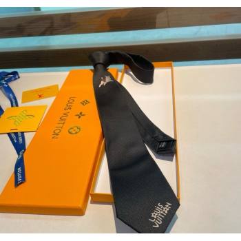 Louis Vuitton Jumping Dog Silk Tie 7x148cm Black 2025 (XMN-250314074)