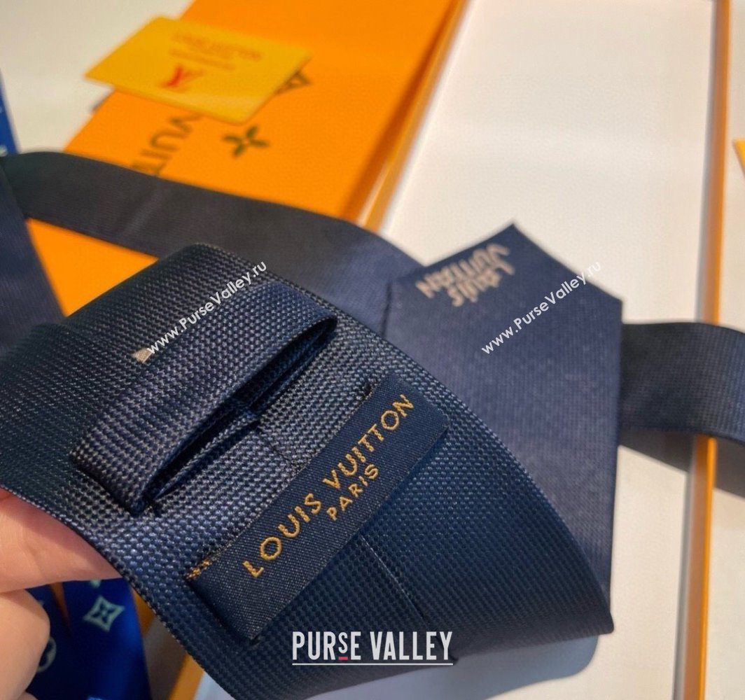Louis Vuitton Jumping Dog Silk Tie 7x148cm Blue 2025 (XMN-250314075)