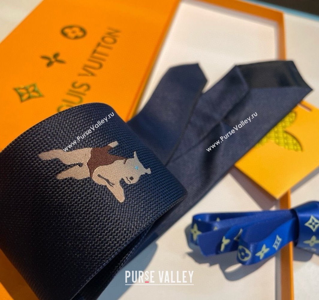 Louis Vuitton Jumping Dog Silk Tie 7x148cm Blue 2025 (XMN-250314075)