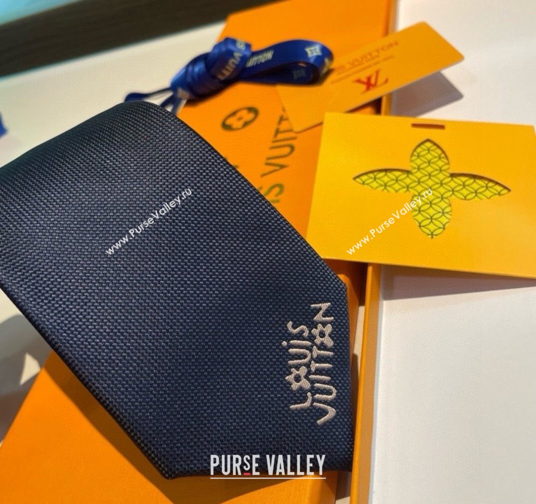 Louis Vuitton Jumping Dog Silk Tie 7x148cm Blue 2025 (XMN-250314075)