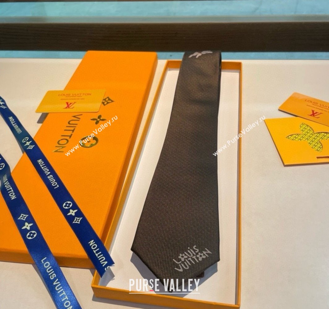 Louis Vuitton Jumping Dog Silk Tie 7x148cm Grey 2025 (XMN-250314076)