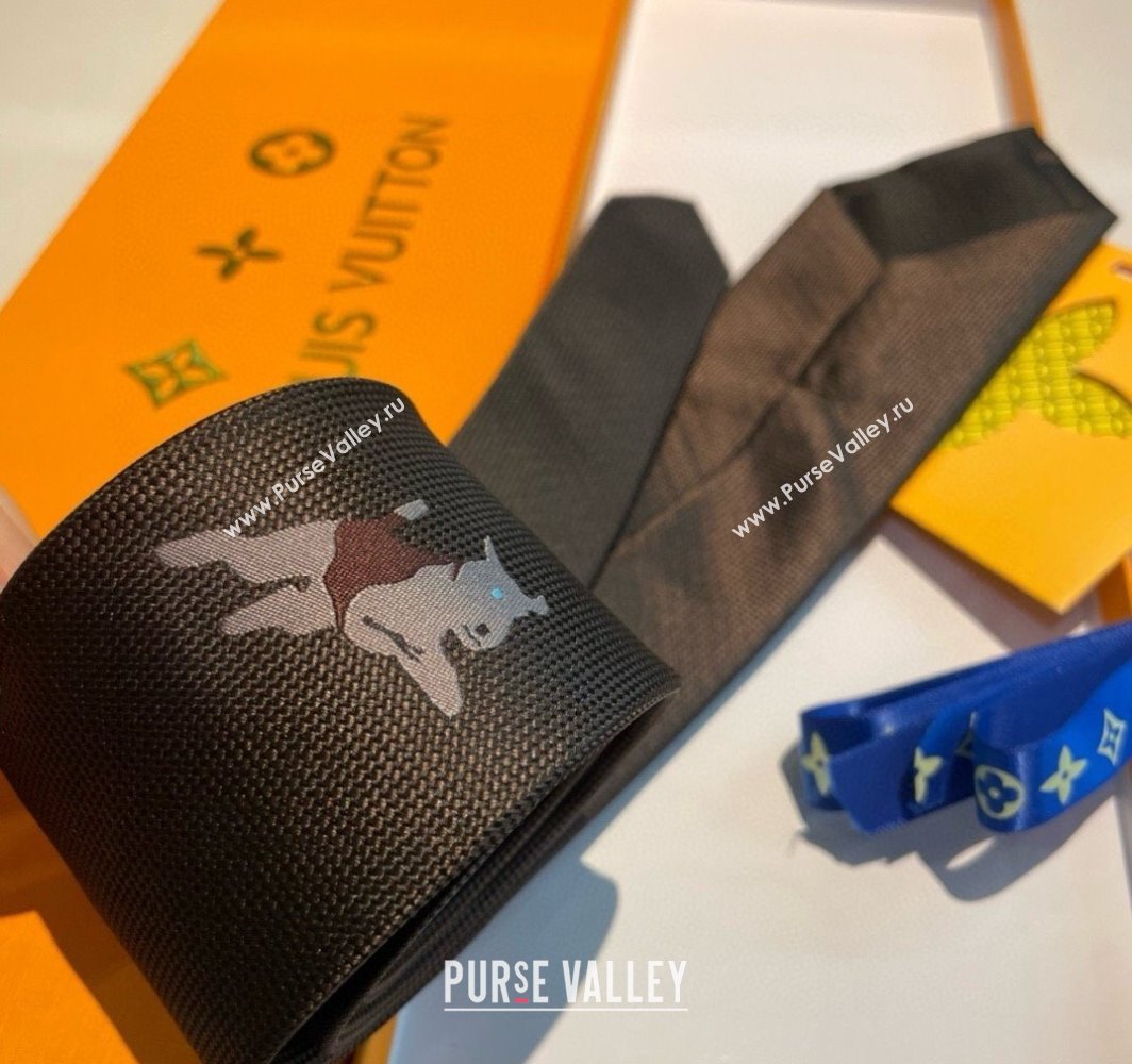 Louis Vuitton Jumping Dog Silk Tie 7x148cm Grey 2025 (XMN-250314076)