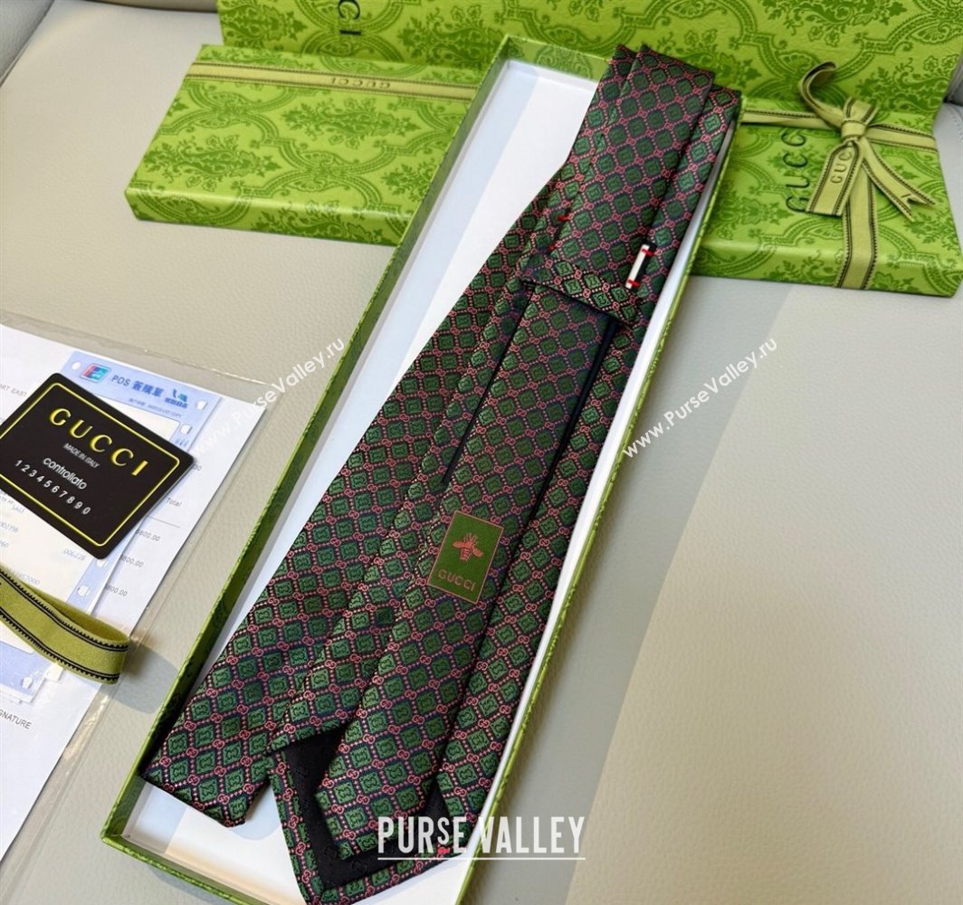 Gucci GG Rhombus Silk Tie Green 2025 0314 (XMN-250314063)