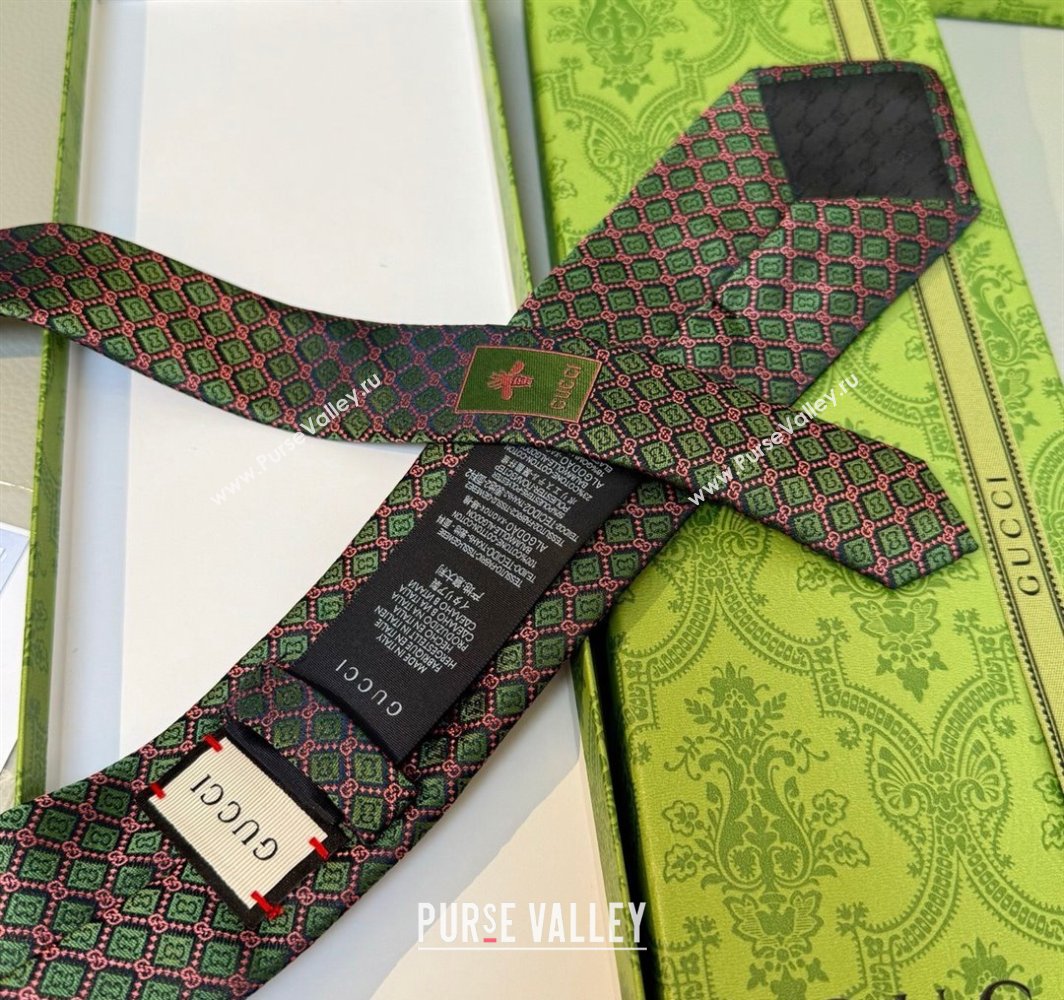 Gucci GG Rhombus Silk Tie Green 2025 0314 (XMN-250314063)