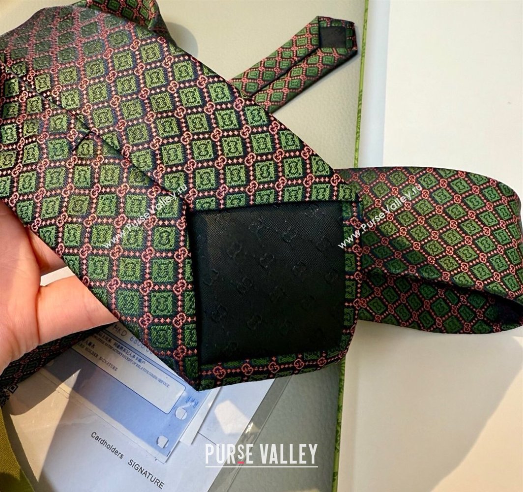 Gucci GG Rhombus Silk Tie Green 2025 0314 (XMN-250314063)