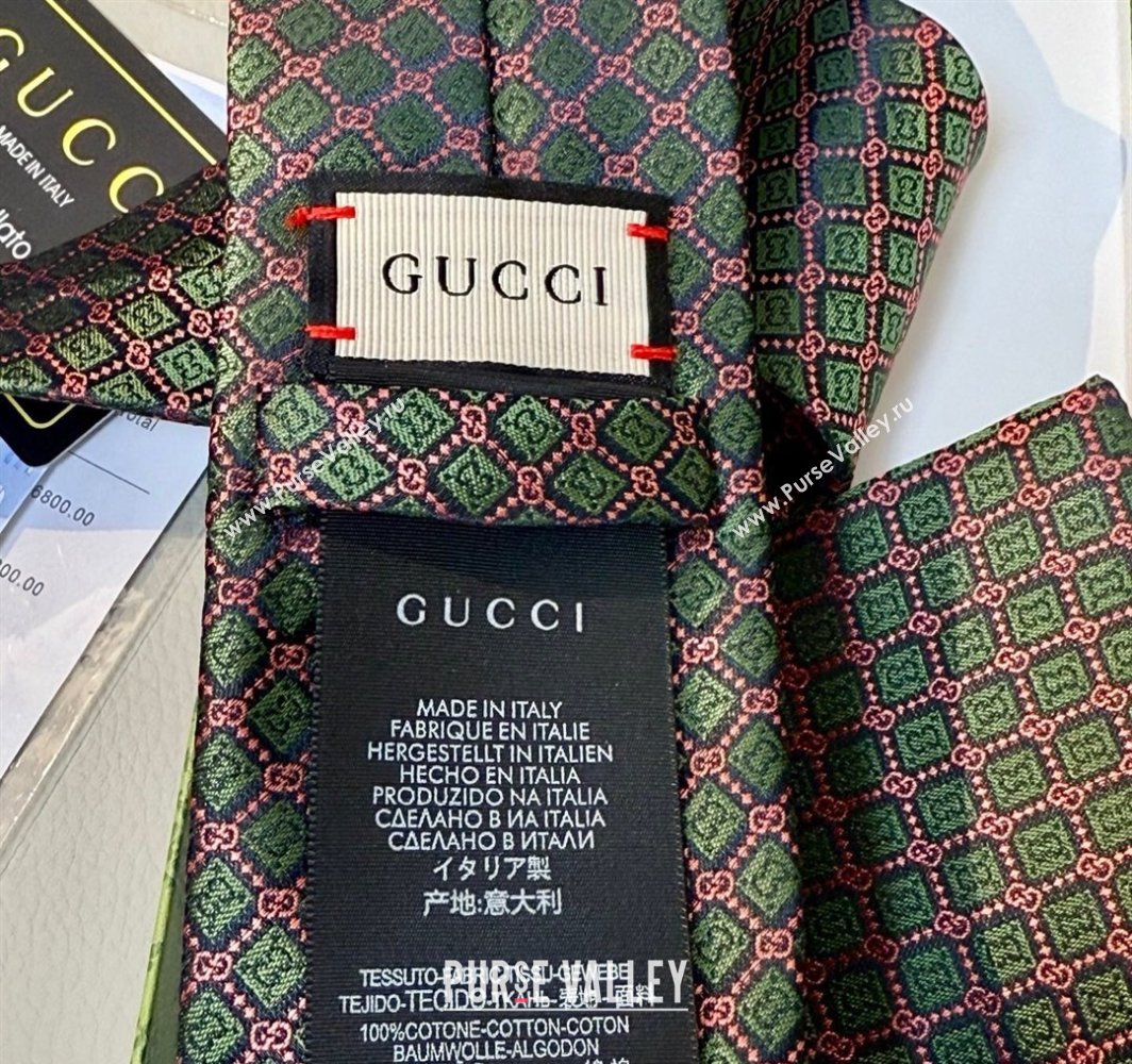 Gucci GG Rhombus Silk Tie Green 2025 0314 (XMN-250314063)