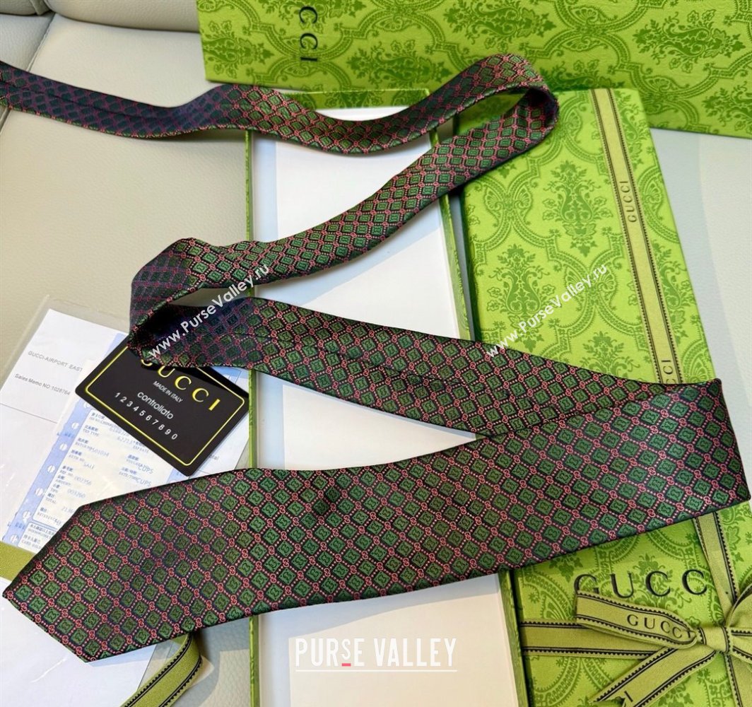 Gucci GG Rhombus Silk Tie Green 2025 0314 (XMN-250314063)