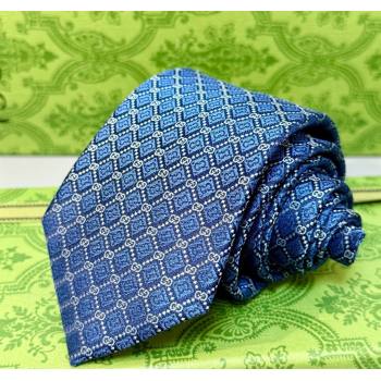 Gucci GG Rhombus Silk Tie Blue 2025 0314 (XMN-250314061)