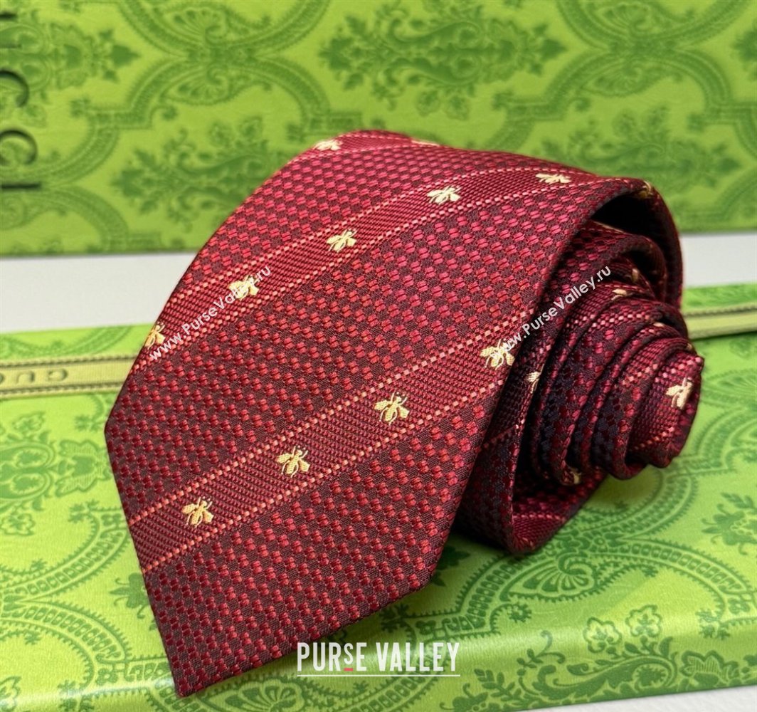 Gucci Bees Web Silk Tie Red 2025 0314 (XMN-250314066)