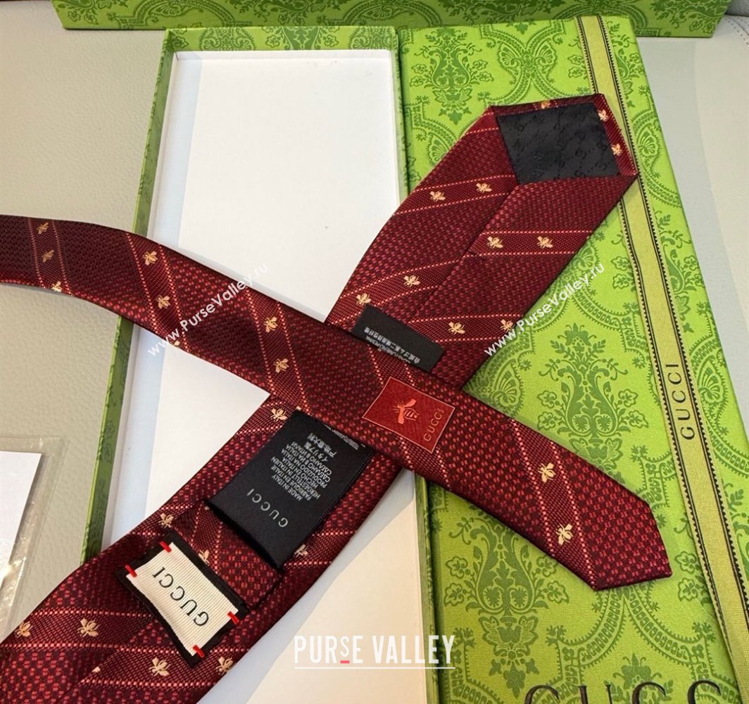 Gucci Bees Web Silk Tie Red 2025 0314 (XMN-250314066)