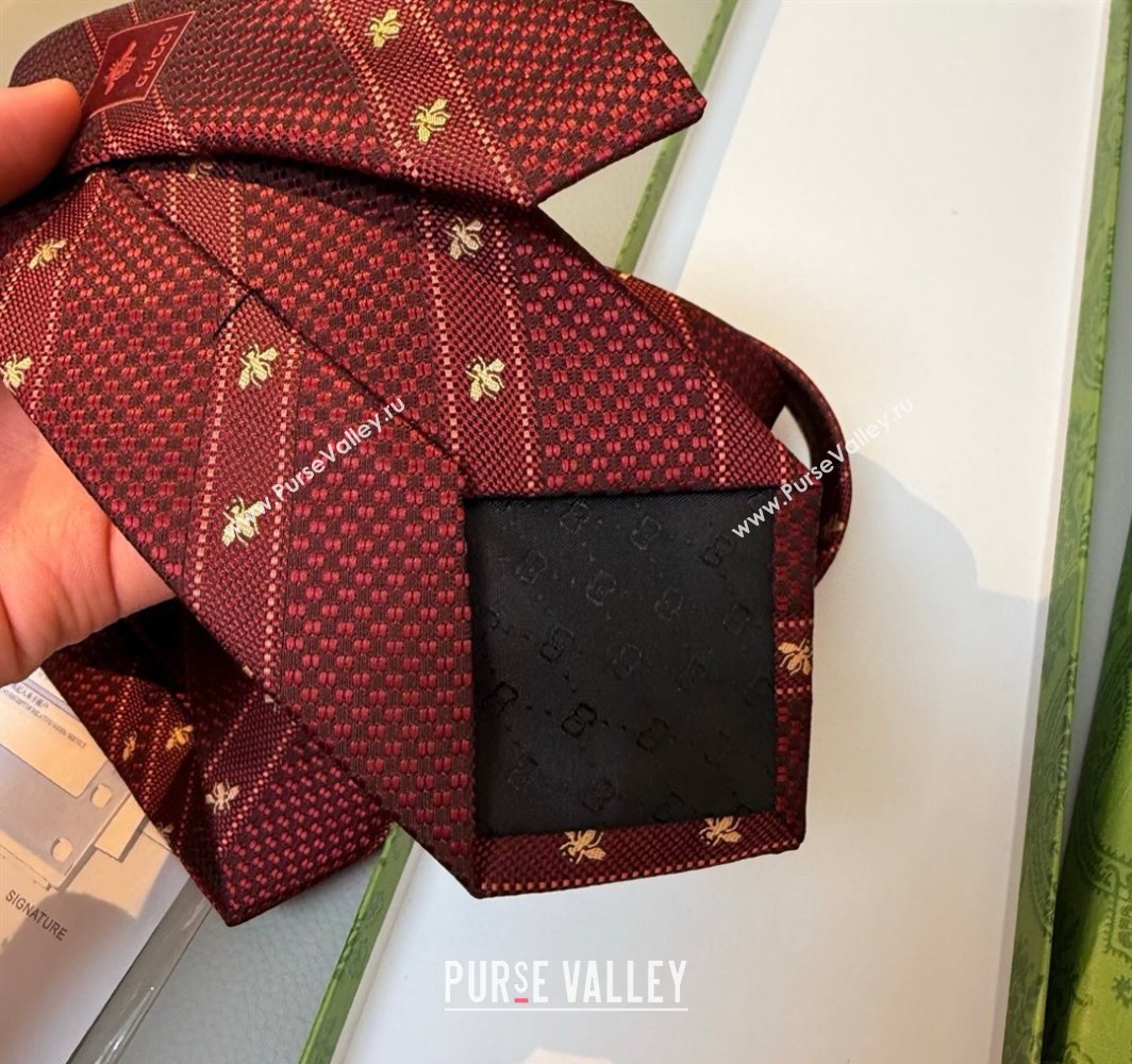 Gucci Bees Web Silk Tie Red 2025 0314 (XMN-250314066)