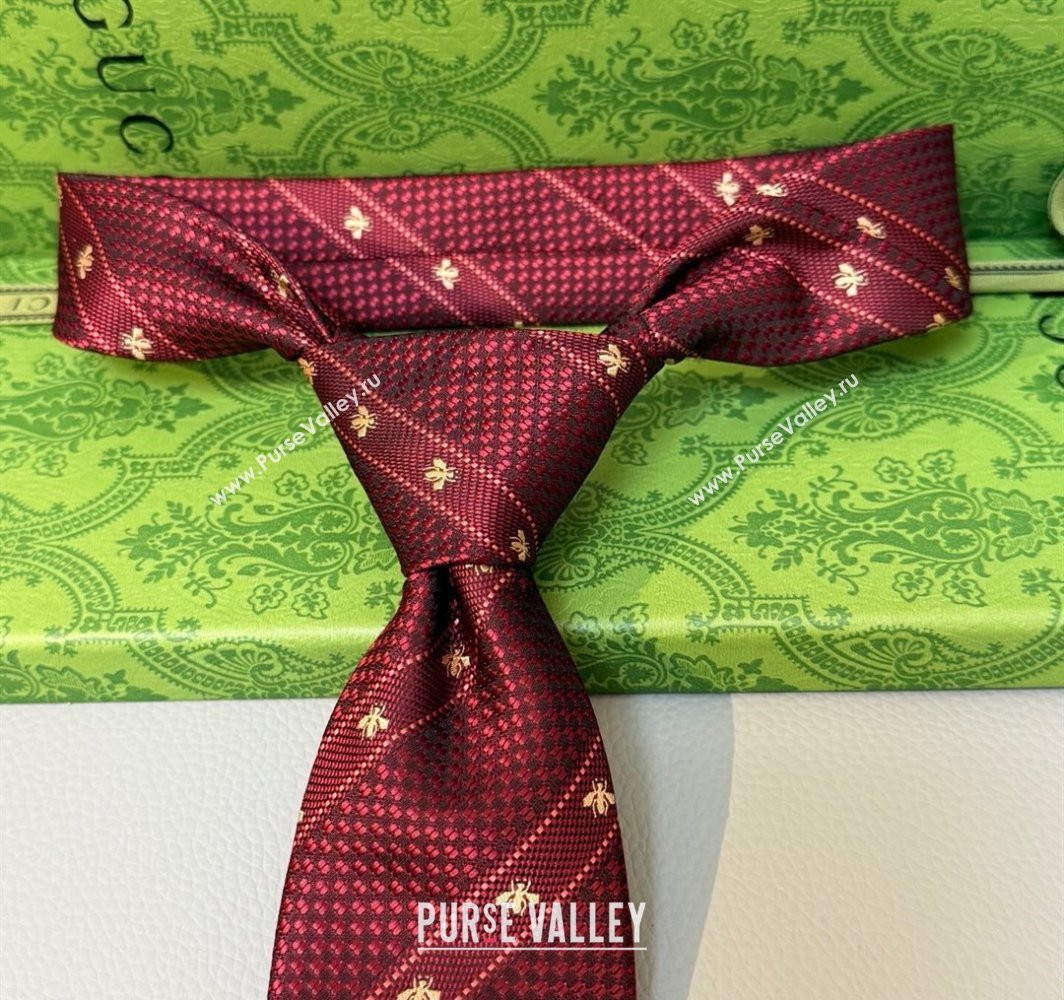 Gucci Bees Web Silk Tie Red 2025 0314 (XMN-250314066)