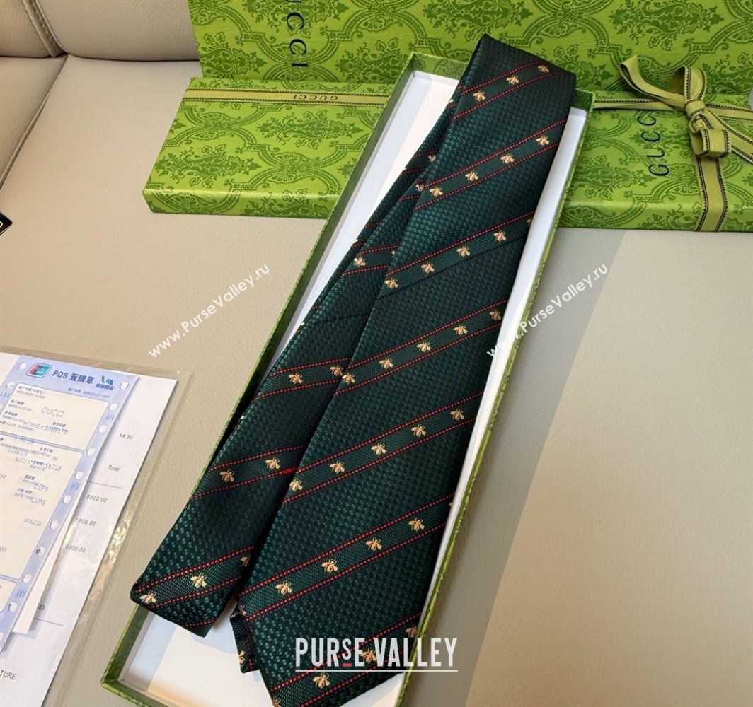 Gucci Bees Web Silk Tie Green 2025 0314 (XMN-250314067)