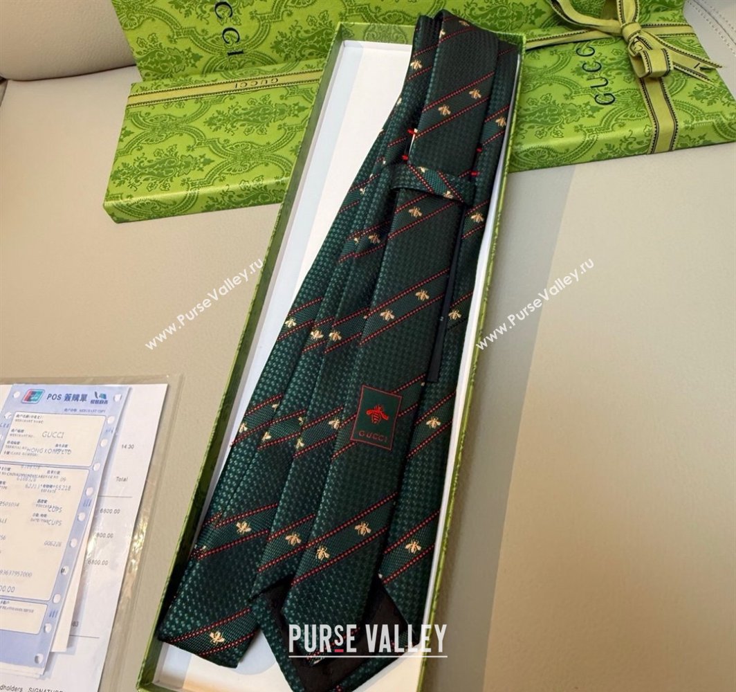 Gucci Bees Web Silk Tie Green 2025 0314 (XMN-250314067)
