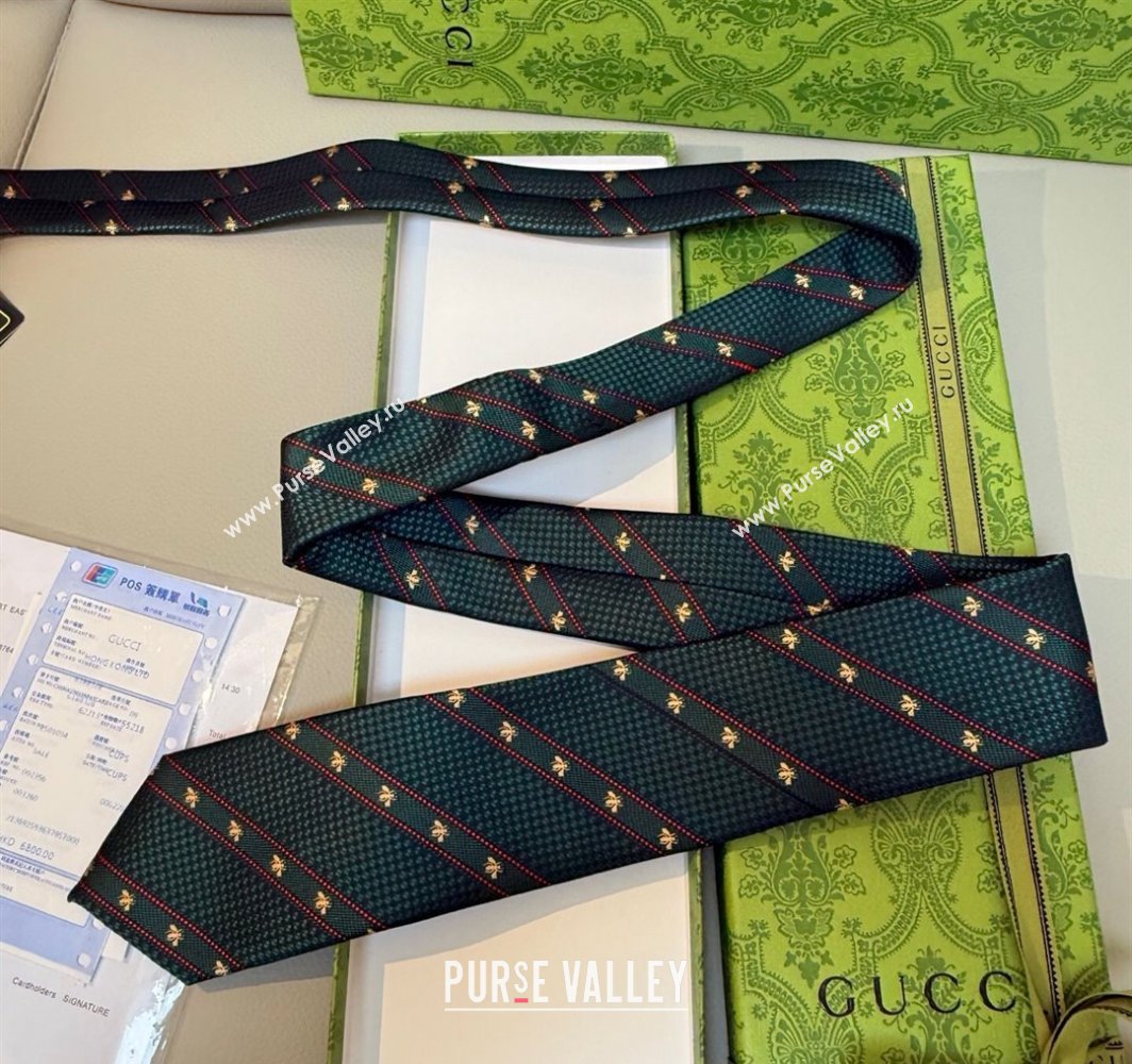 Gucci Bees Web Silk Tie Green 2025 0314 (XMN-250314067)