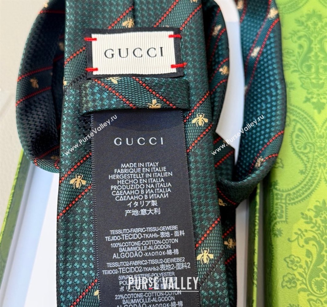 Gucci Bees Web Silk Tie Green 2025 0314 (XMN-250314067)
