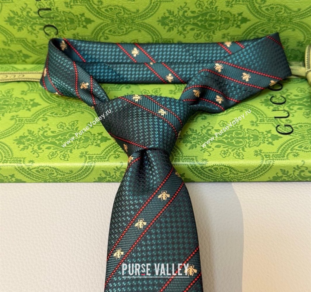 Gucci Bees Web Silk Tie Green 2025 0314 (XMN-250314067)