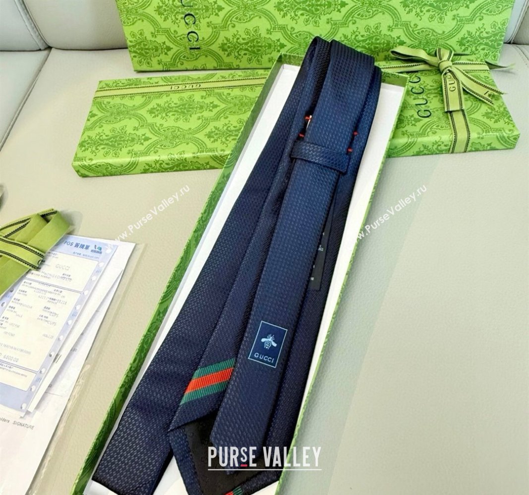 Gucci Bee Web Silk Tie Blue 2025 451528 (XMN-250513009)