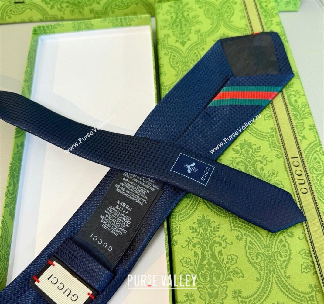 Gucci Bee Web Silk Tie Blue 2025 451528 (XMN-250513009)