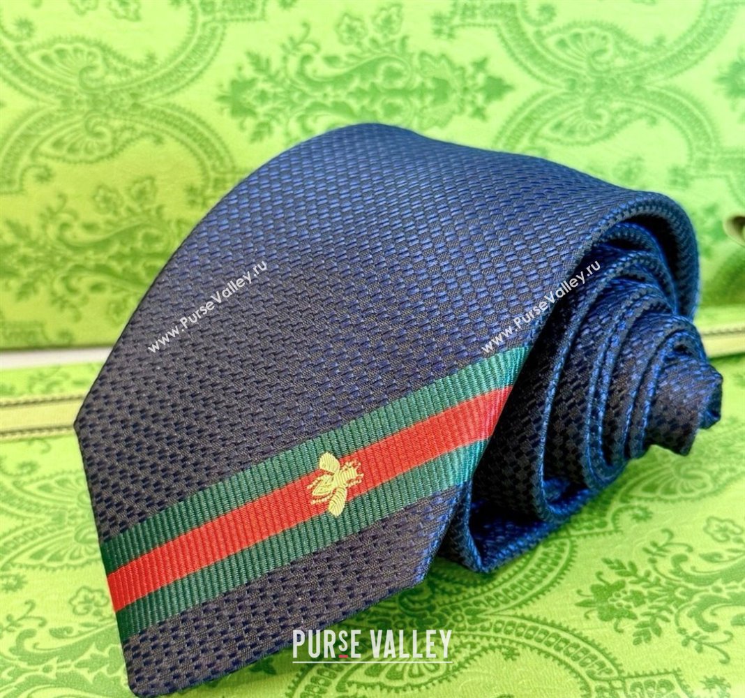 Gucci Bee Web Silk Tie Blue 2025 451528 (XMN-250513009)