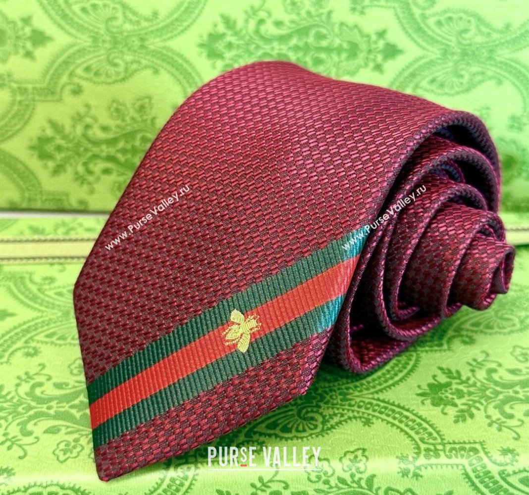 Gucci Bee Web Silk Tie Red 2025 451528 (XMN-250513010)