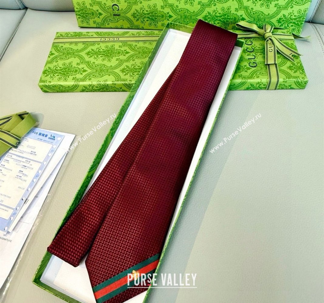 Gucci Bee Web Silk Tie Red 2025 451528 (XMN-250513010)