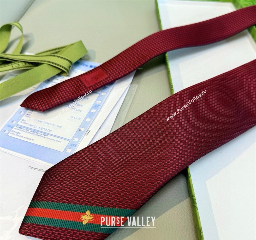 Gucci Bee Web Silk Tie Red 2025 451528 (XMN-250513010)