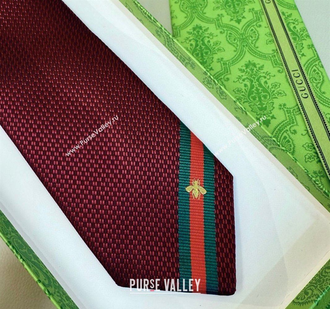 Gucci Bee Web Silk Tie Red 2025 451528 (XMN-250513010)