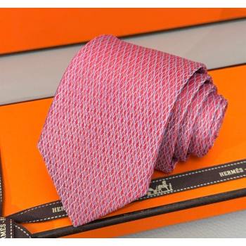 Hermes 7 Infini Mesh Silk Tie Red 2025 H051303 (XMN-250513012)