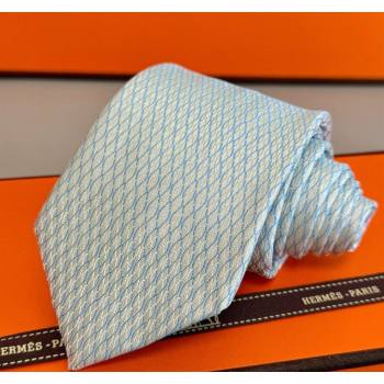 Hermes 7 Infini Mesh Silk Tie White 2025 H051303 (XMN-250513013)