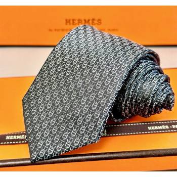 Hermes 7 H au Maillon Silk Tie Grey 2025 H051304 (XMN-250513018)