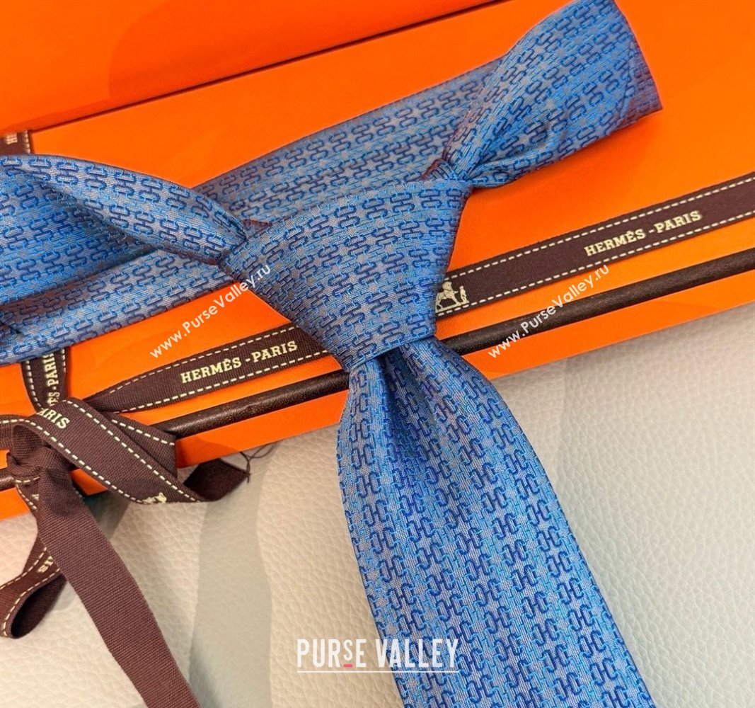 Hermes H Jacquard Silk Tie Light Blue 2025 H051302 (XMN-250513006)