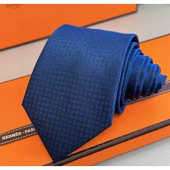 Hermes H Jacquard Silk Tie Blue2 2025 0724 (XMN-250724112)