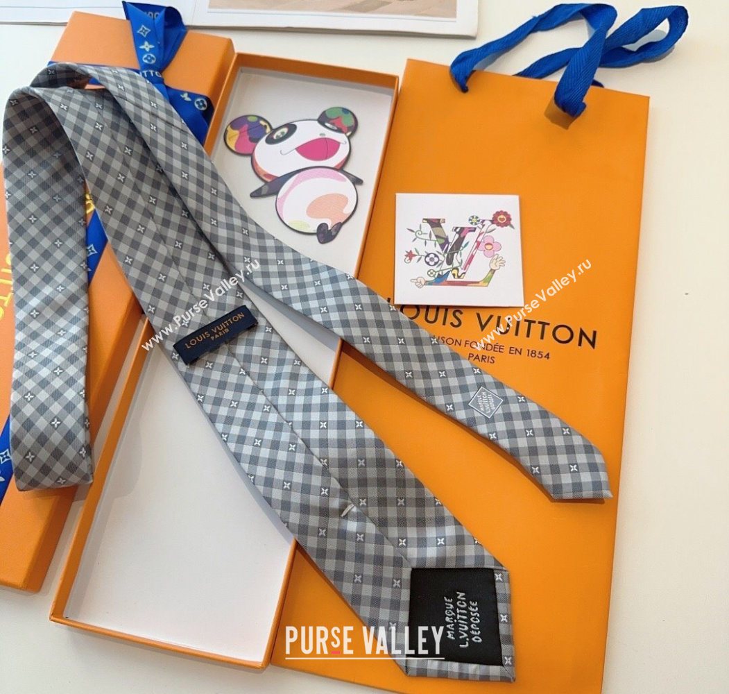 Louis Vuitton Flower Check Tie Light Grey 2025 0724 (XMN-250724104)
