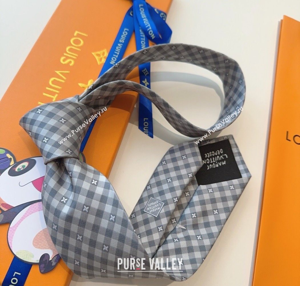 Louis Vuitton Flower Check Tie Light Grey 2025 0724 (XMN-250724104)