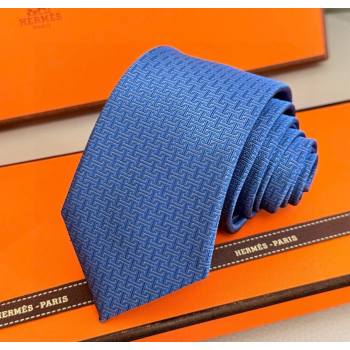 Hermes H Jacquard Silk Tie Blue3 2025 0724 (XMN-250724122)