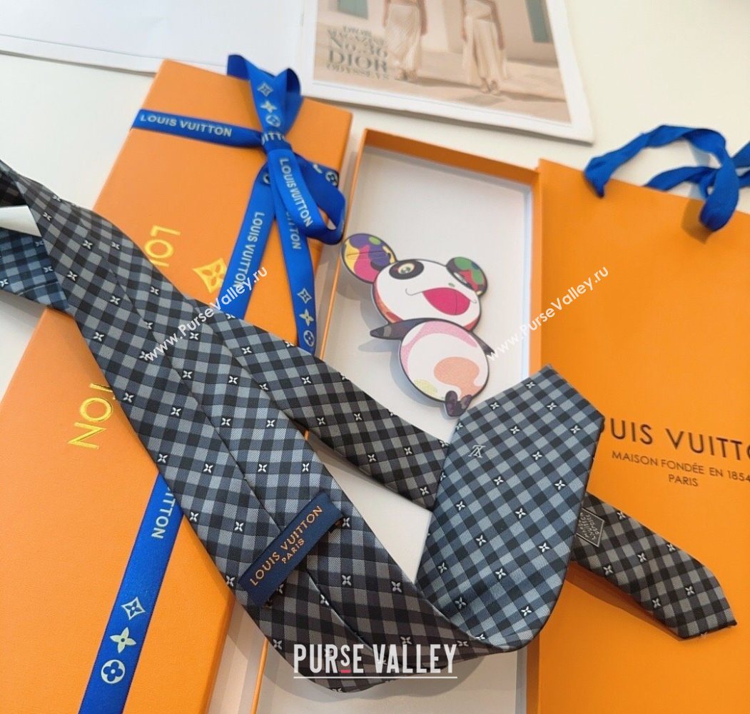 Louis Vuitton Flower Check Tie Grey/Black 2025 0724 (XMN-250724105)