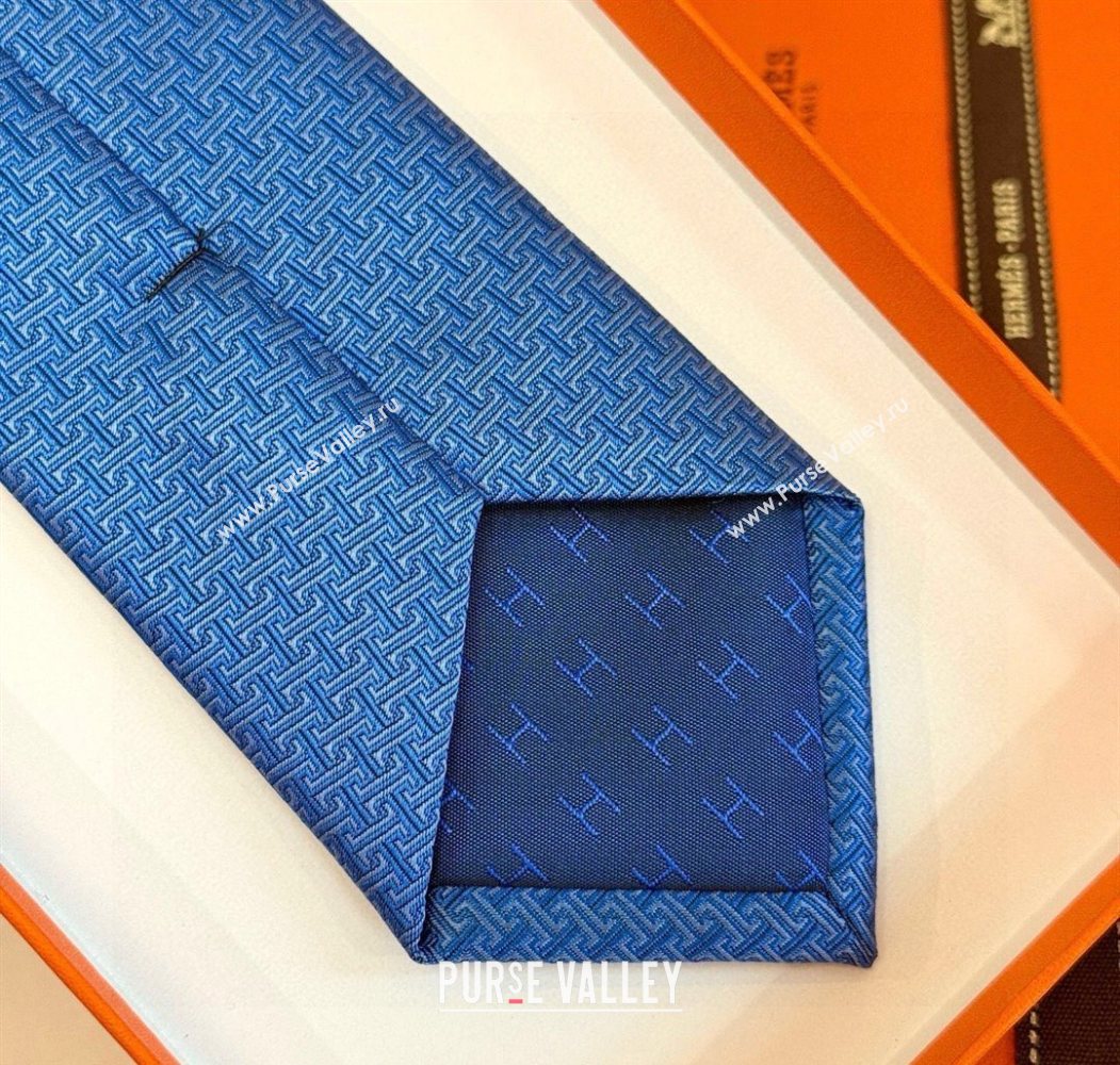 Hermes H Jacquard Silk Tie Blue3 2025 0724 (XMN-250724122)