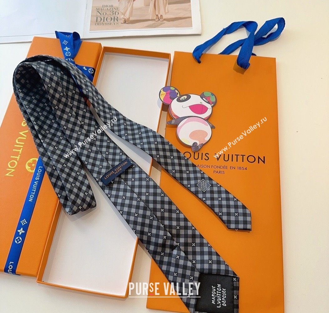 Louis Vuitton Flower Check Tie Grey/Black 2025 0724 (XMN-250724105)