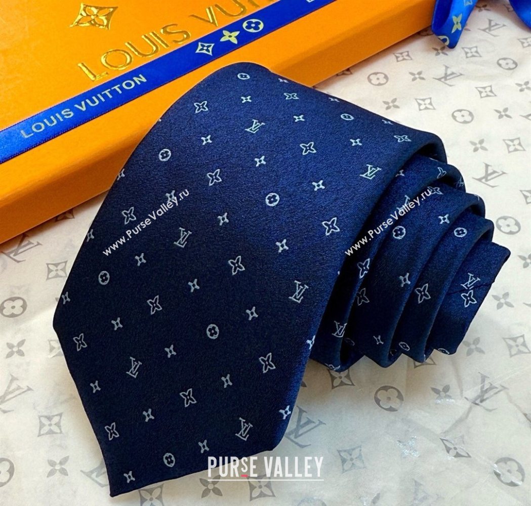 Louis Vuitton Damier Classique Silk Tie Blue2 2025 (XMN-250724106)