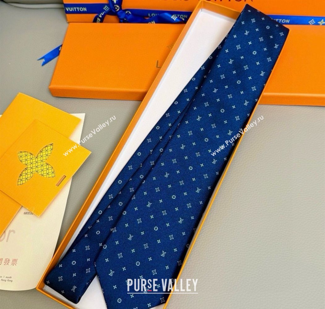 Louis Vuitton Damier Classique Silk Tie Blue2 2025 (XMN-250724106)