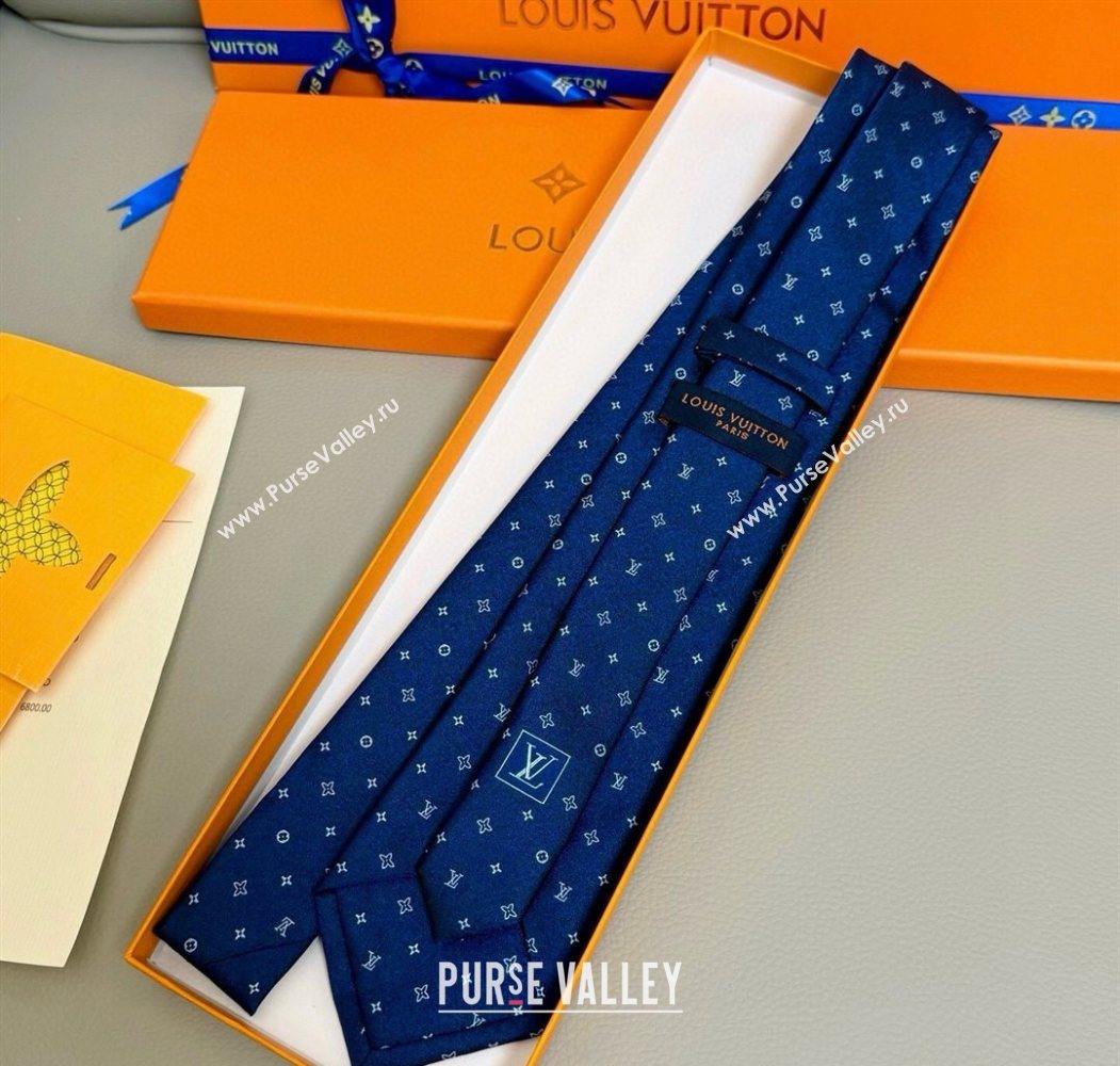 Louis Vuitton Damier Classique Silk Tie Blue2 2025 (XMN-250724106)