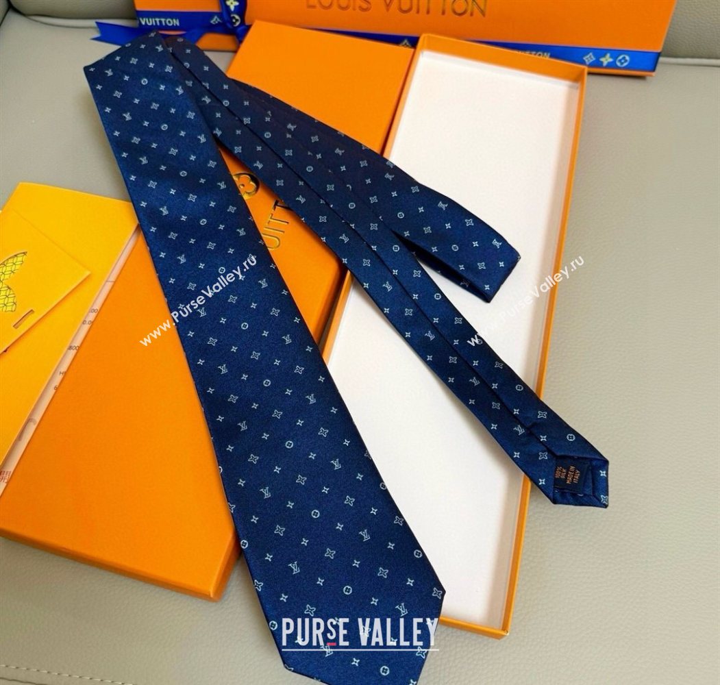 Louis Vuitton Damier Classique Silk Tie Blue2 2025 (XMN-250724106)